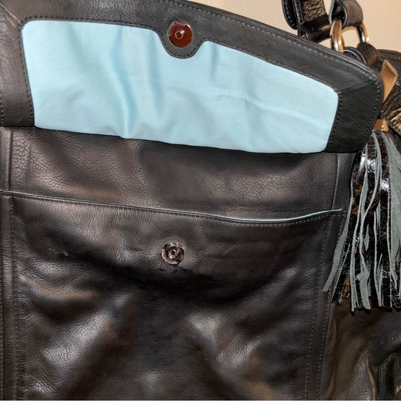 Cynthia Rowley Black Leather Shoulder Bag Tote - Picture 7 of 12